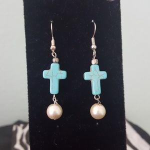New- Turquoise Cross earrings